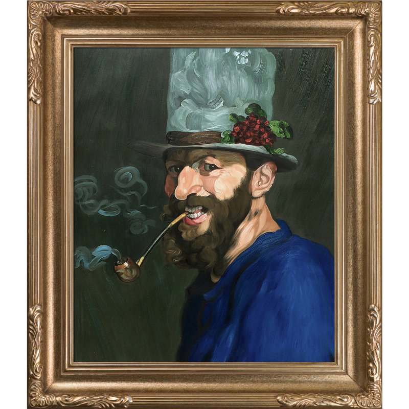 Astoria Grand Self Portrait With A Pipe Picture Frame Painting On Canvas Wayfair