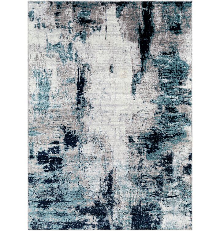 Mistana Roudebush Machine Woven Aqua/Black/Grey Rug & Reviews | Wayfair ...