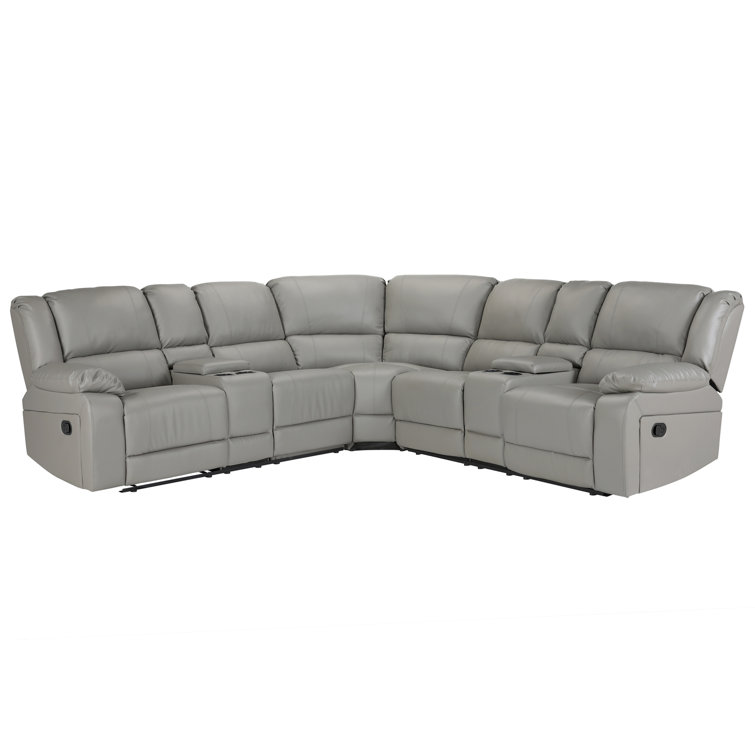 grey leather recliner sectional