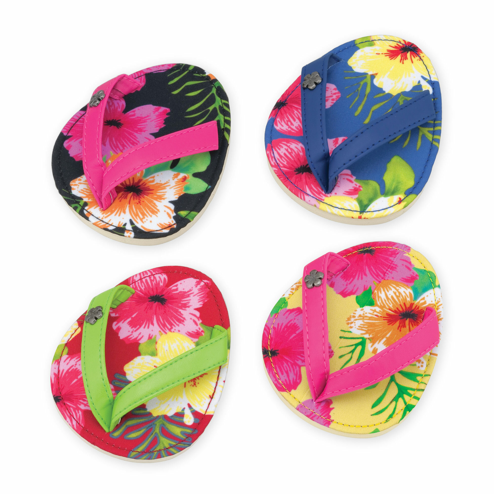Tropical Hibiscus Fabric Coasters Beach art Set of 4 Coasters