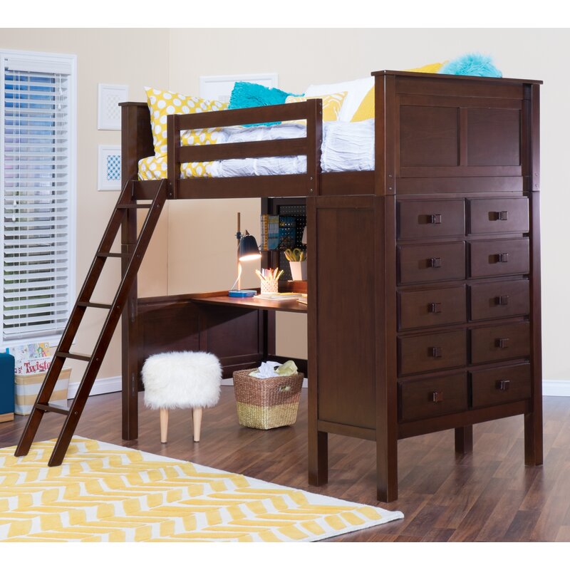 Zoomie Kids Sandisfield Twin Loft Bed With Shelves And Drawers