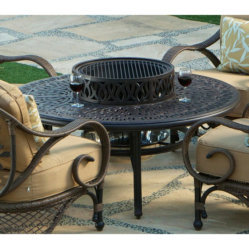 Darby Home Co Elraine Outdoor Aluminum Wood Burning Fire Pit Table 