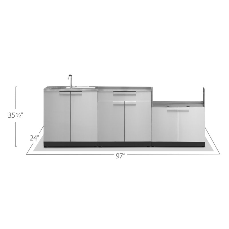 Newage Products Outdoor Kitchen Cabinets 97 W X 24 D Stainless Steel 4 Piece Set Reviews Wayfair