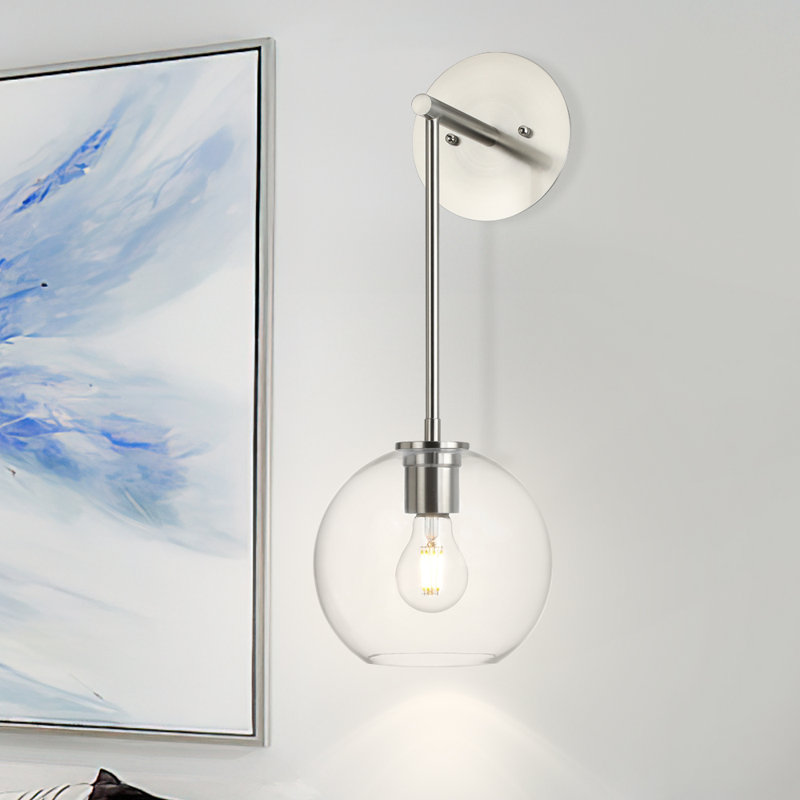 Azareyah Vanity Lights, Modern 1 Light Globe Glass Bath Sconces Wall Light