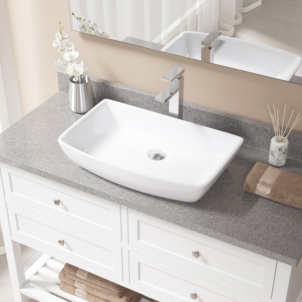 MRDirect MR Direct 14 75 Vitreous China Rectangular Vessel Bathroom   Mr Direct 1475 Vitreous China Rectangular Vessel Bathroom Sink With Faucet 