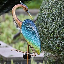 3 Ft Blue Heron Bird Garden Yard Statue Metal Stake Lawn Art Decor Ornament 