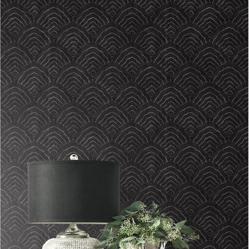 Mercer41 Shafer Scallop 33 X 20 5 Metallic Foiled Wallpaper Roll