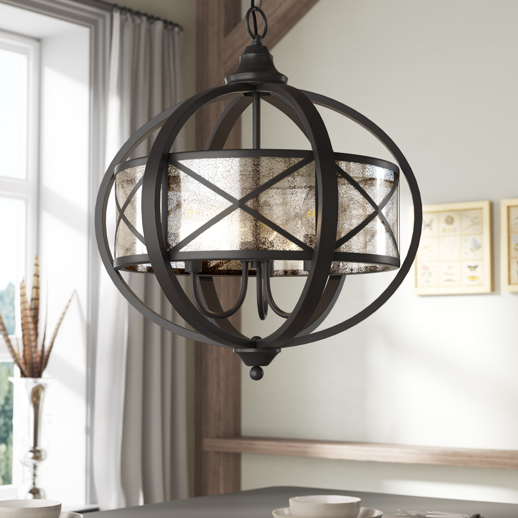 Ivy Bronx Haring 3 Light Unique Statement Globe Chandelier Reviews Wayfair