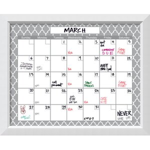 White Quatrefoil Calendar Dry Erase Board