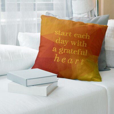 Faux Gemstone Gratitude Inspirational Quote Pillow Cover (No Fill) -  Faux Suede East Urban Home Size: 26