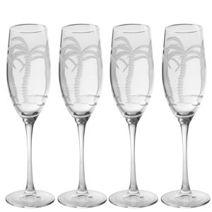 Palm Tree 8 Oz. Champagne Flute (Set of 4)