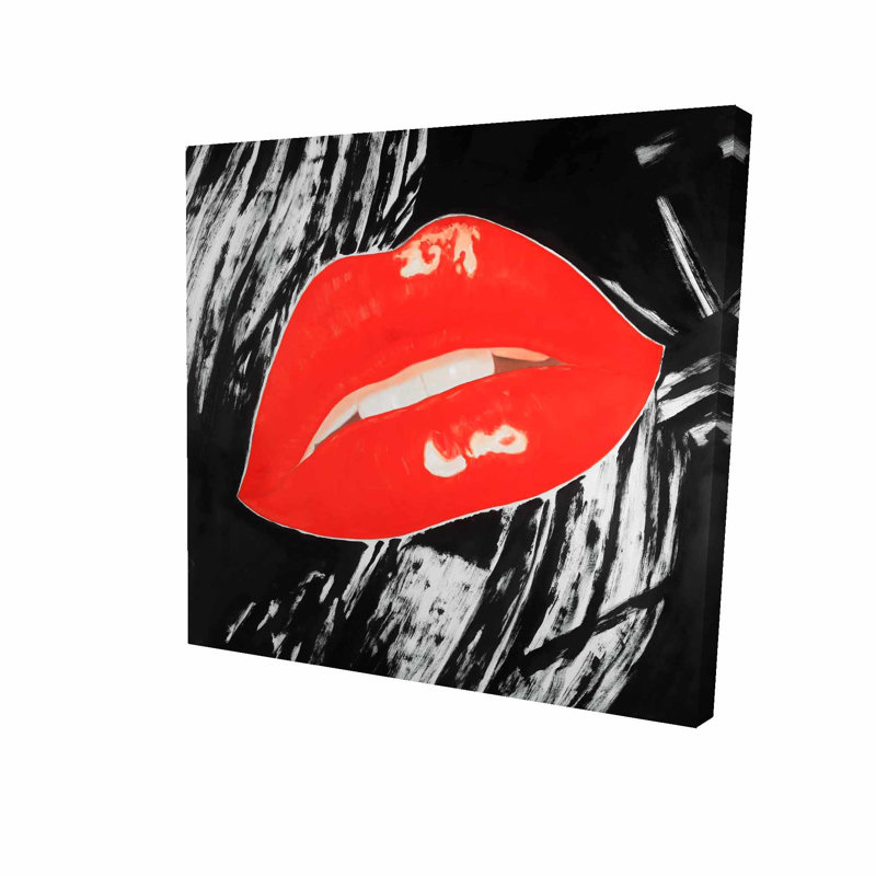picture Glossy Paint Background kissable glossy lips on a background oil painting print on wrapped canvas