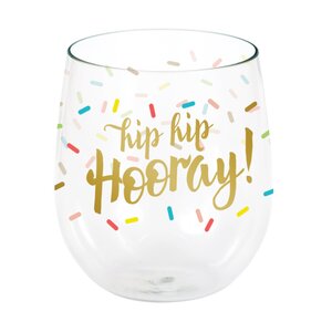 Hip Hip Hooray Plastic 14 oz. Stemless Wine Glass