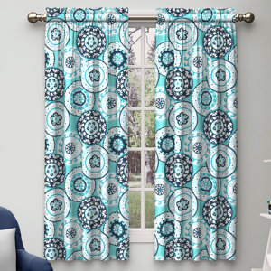 Estates of Fort Lauderdale Geometric Room Darkening Rod Pocket Curtain Panels (Set of 2)