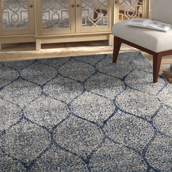 Katie Navy Blue Silver Area Rug