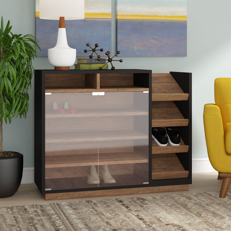 Brayden Studio Contemporary 16 Pair Shoe Storage Cabinet Wayfair