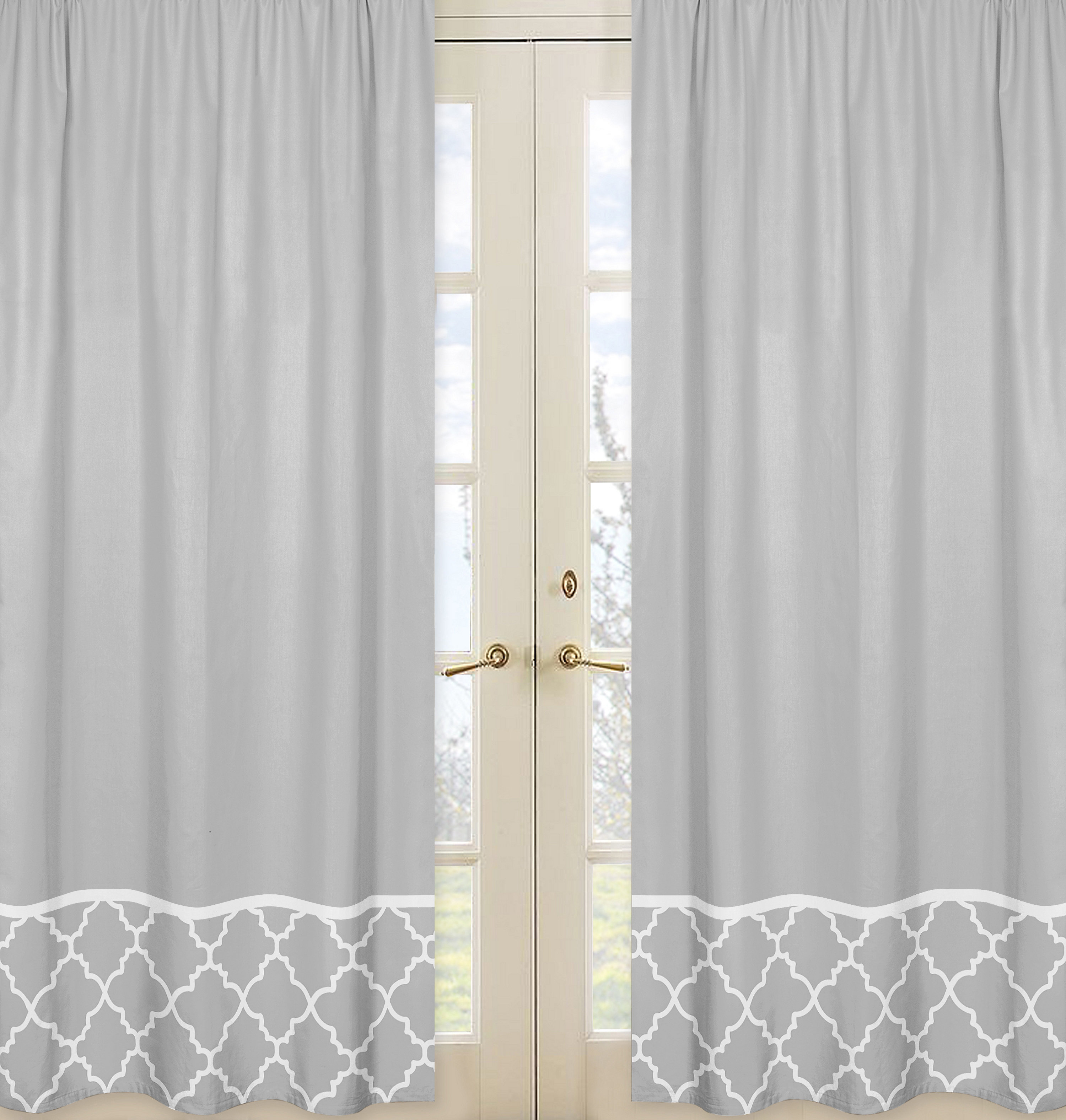 Sweet Jojo Designs Trellis Geometric Semi Sheer Rod Pocket Curtain