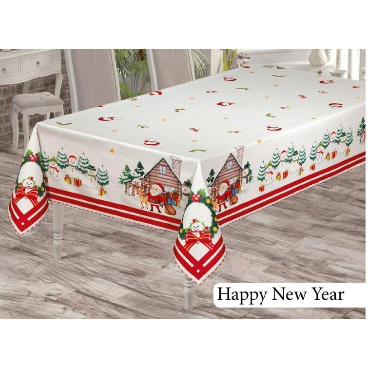 Christmas Bell Tablecloth Print Table Cover Xmas Party Home Dinner Decor Gift