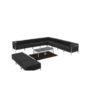 Peyton Leather Modular Sectional With Ottoman Set by Orren Ellis Reviews