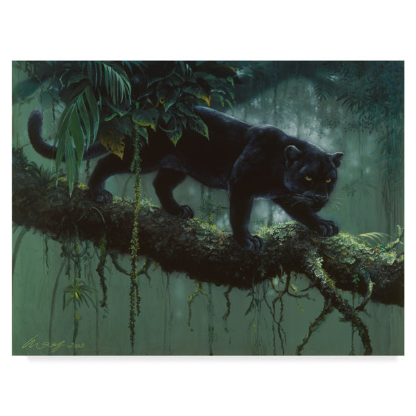Trademark Art Black Jaguar Stalking Acrylic Painting Print On