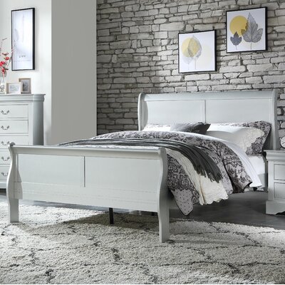 Emily Sleigh Bed Grovelane Teen Size Full Color Platinum