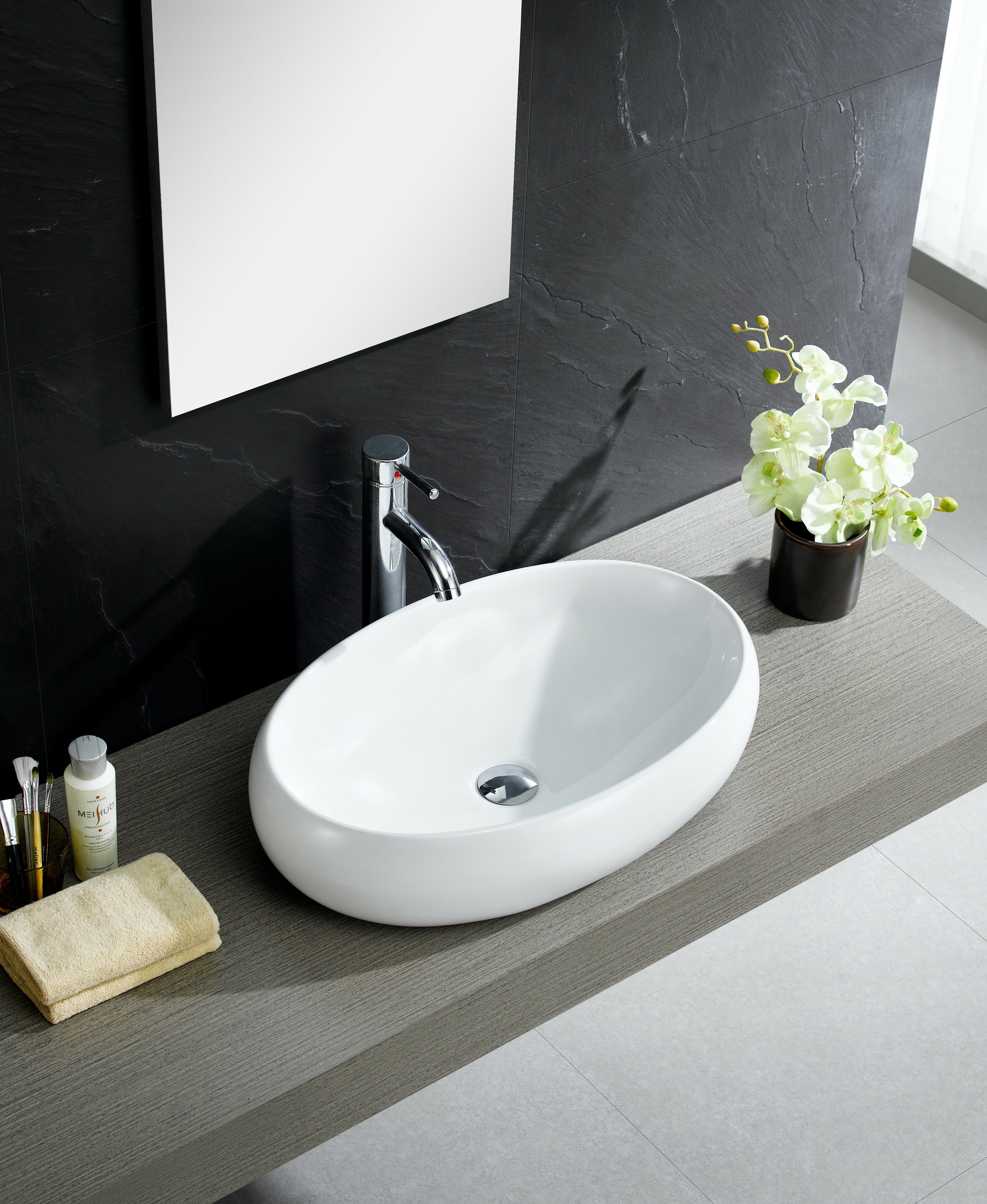 Modern Ceramic Oval Vessel Bathroom Sink