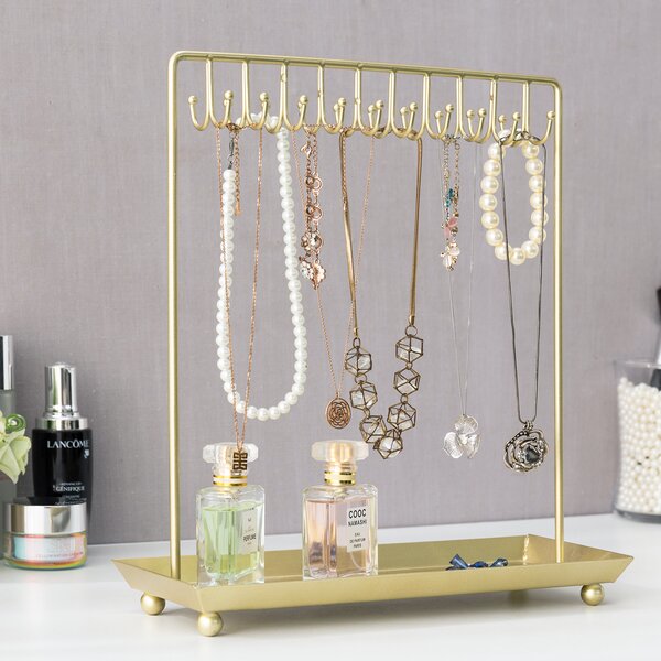 Jewelry Earrings Display Rack Stand 48 Hole Jewerly Hanging Holder Metal Base 