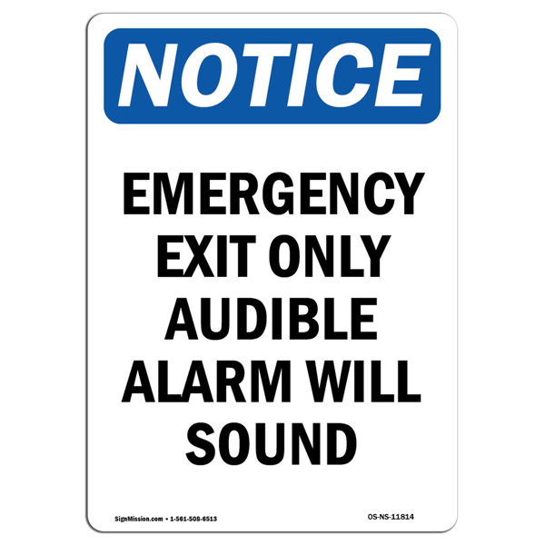 SignMission Emergency Exit Only Audible Alarm Sign | Wayfair