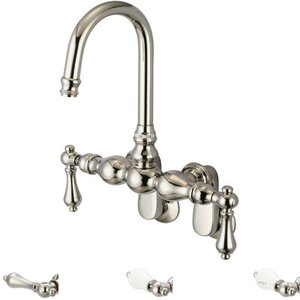 Stonington Adjustable Spread Wall Mount Tub Faucet With Gooseneck Spout & Swivel Wall Connector