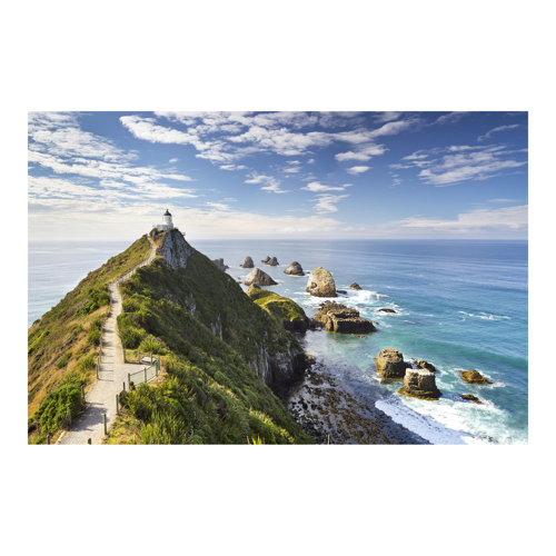 Nugget Point Lighthouse and the Sea, New Zealand 2.9m x 4.32m Textured Matte Peel & Stick Wall Mural East Urban Home