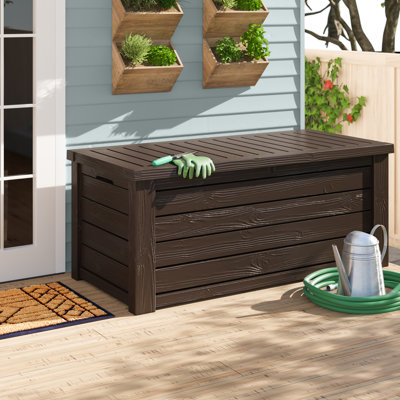 Keter Westwood 150 Gallon Large Durable Resin Outdoor Storage and Organization Deck Box For Patio Furniture and Supplies