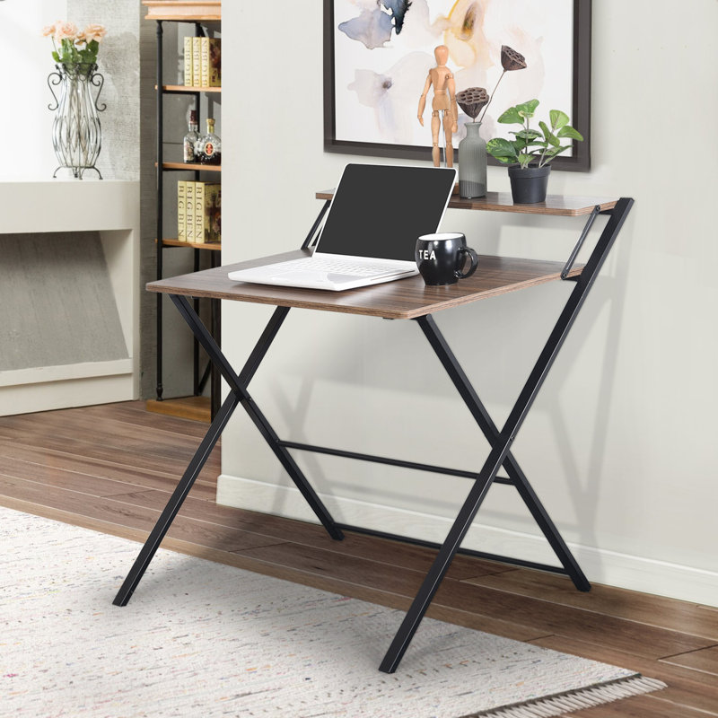 17 Stories Folding Computer Desk With Shelf Home Office Small Desk With Metal Frame Modern Simple Laptop Table Study Desk Wayfair