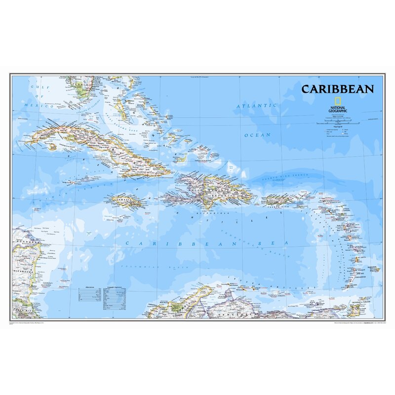 National Geographic Maps Caribbean Classic Wall Map & Reviews | Wayfair