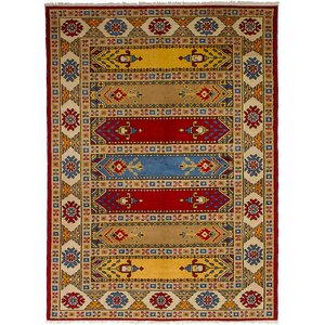 Lesa Hand-Knotted Wool Red/Tan Area Rug