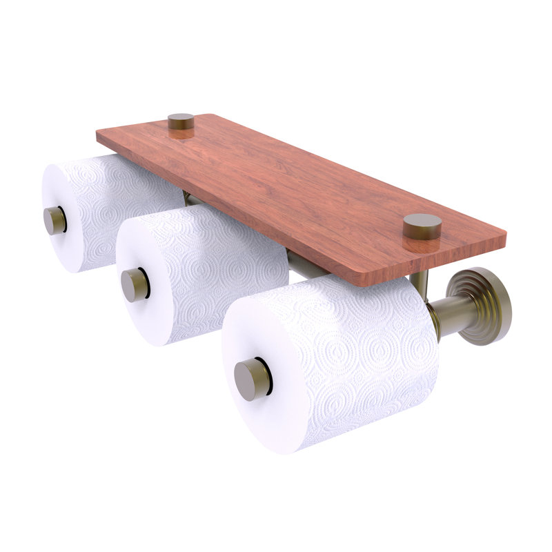 Charlton Home Beresford Wall Mount Toilet Paper Holder With Wood Shelf Wayfair