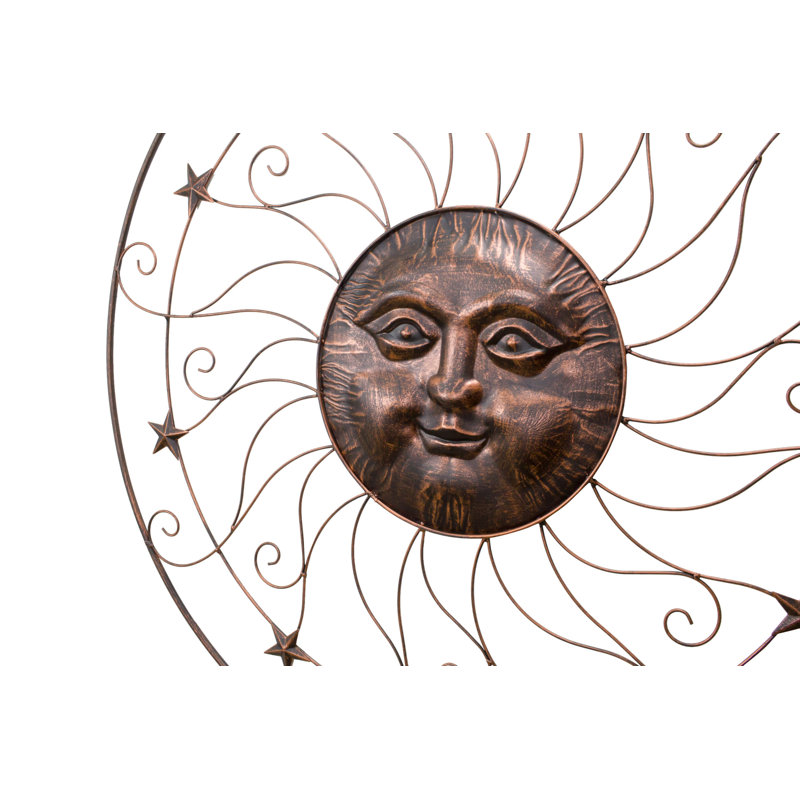 Bungalow Rose Wrought Iron Sun And Stars Round Wall Decor