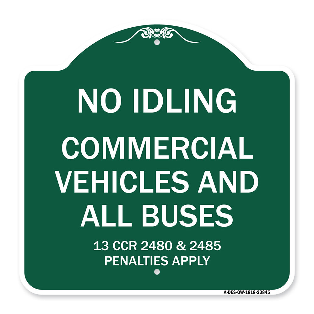 Signmission Designer Series Sign No Idling, Commercial Vehicles And