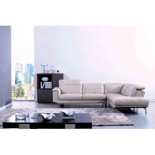 Orren Ellis Zahara Thick Leather Sectional Wayfair