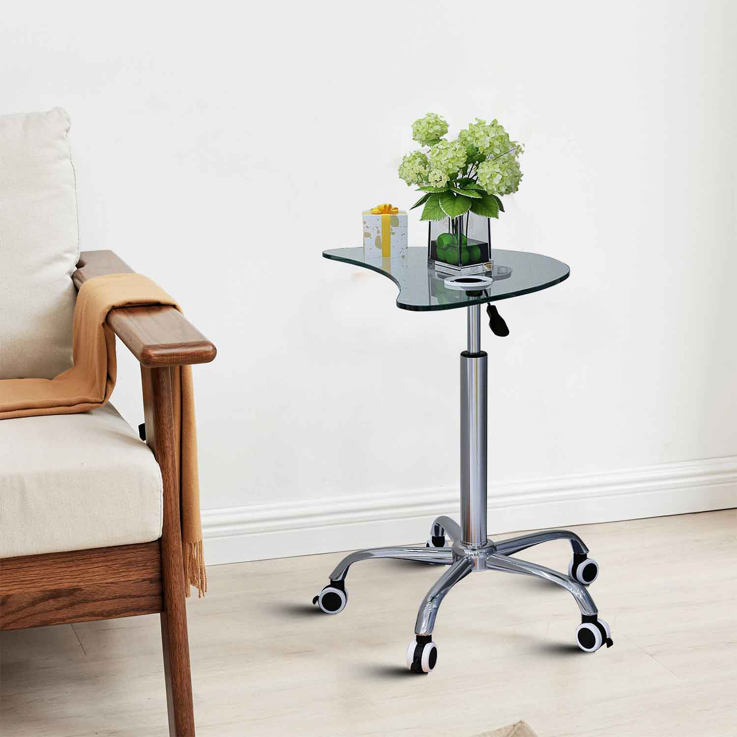 Ivy Bronx Bunde Stylish Height Adjustable Tempered Glass Desk with