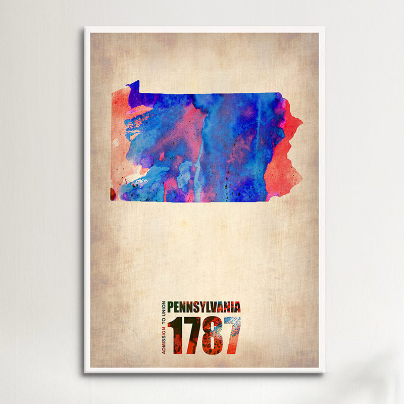Icanvas Pennsylvania Watercolor Map Graphic Art On Wrapped Canvas Wayfair