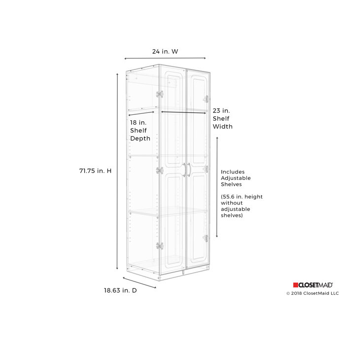 Closetmaid Dimensions 72 H X 24 W X 18 D 2 Door Storage Cabinet