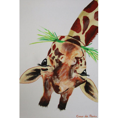 East Urban Home Upside Down Giraffe Painting On Wrapped Canvas East Urban Home Size 18 H X 12 W X 0 75 D Dailymail shop dailymail