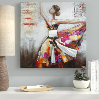 Ebern Designs Prima Ballerina Framed Oil Painting Print On