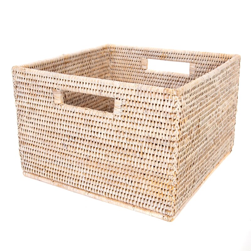 Bay Isle Home Rattan Square Basket with Cutout Handles & Reviews | Wayfair