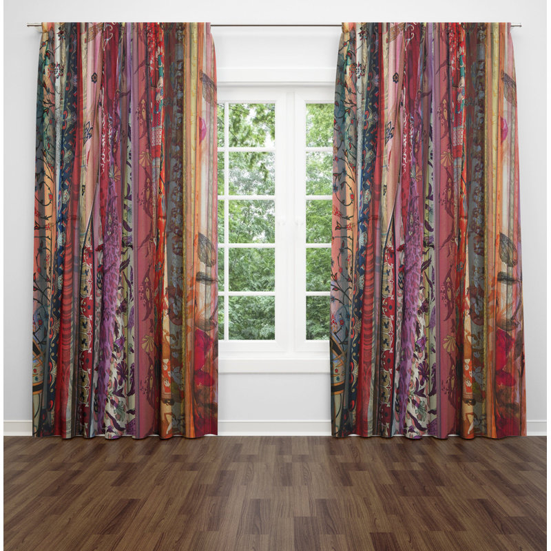 Bungalow Rose Shelli Gypsy Rags Floral Semi Sheer Curtain Panels