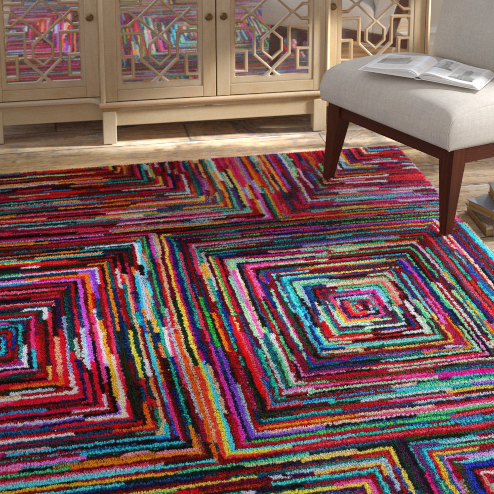 Sandford Hand Woven Cotton Multi Colored Area Rug Sandford Hand Woven Cotton Multi Colored Area Rug