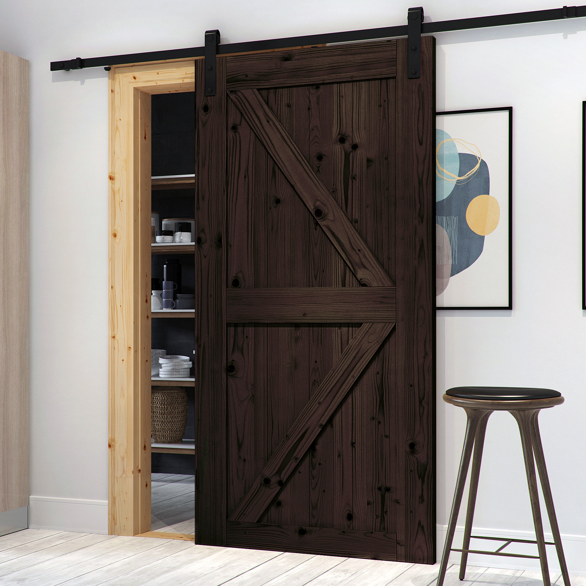 Northbeam Paneled Wood Finish Northbeam Barn Door With