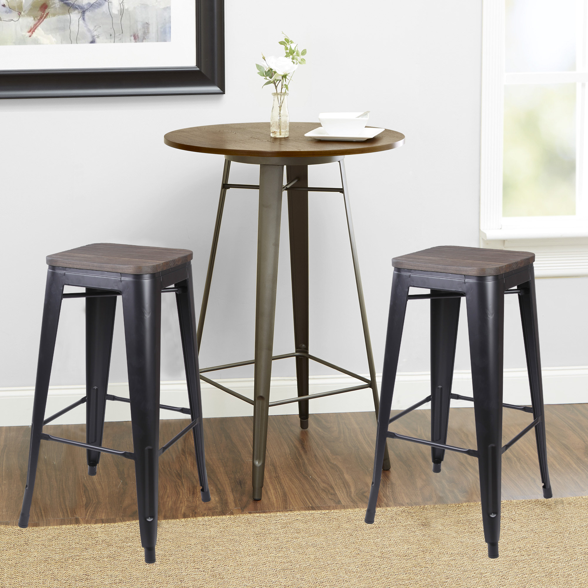 Williston Forge Johannes Solid Wood 30 Bar Stool Reviews Wayfair