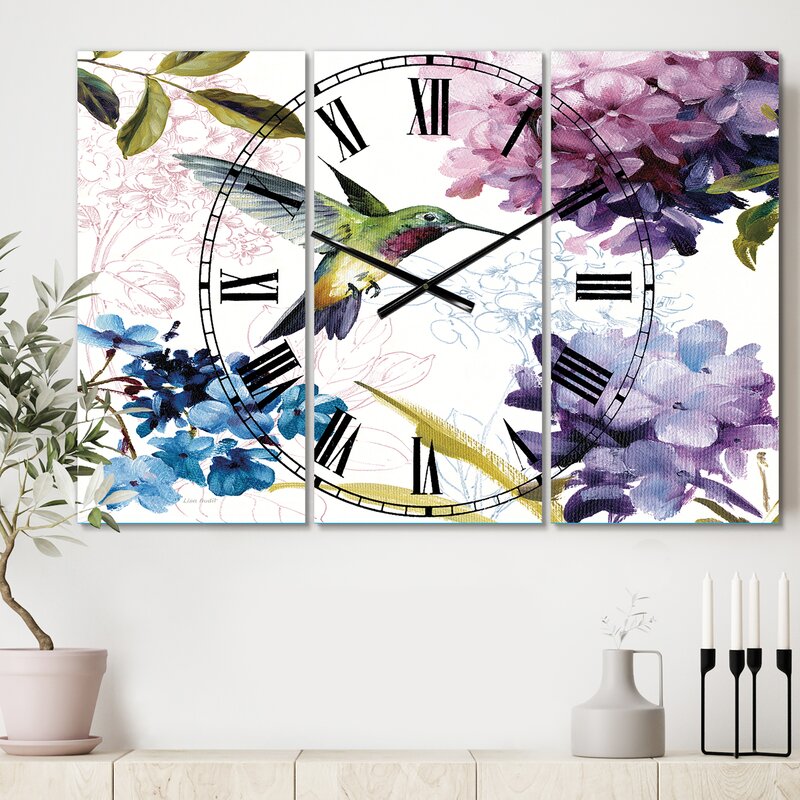 Oversized Spring Nectar Square II Cottage Metal Wall Clock