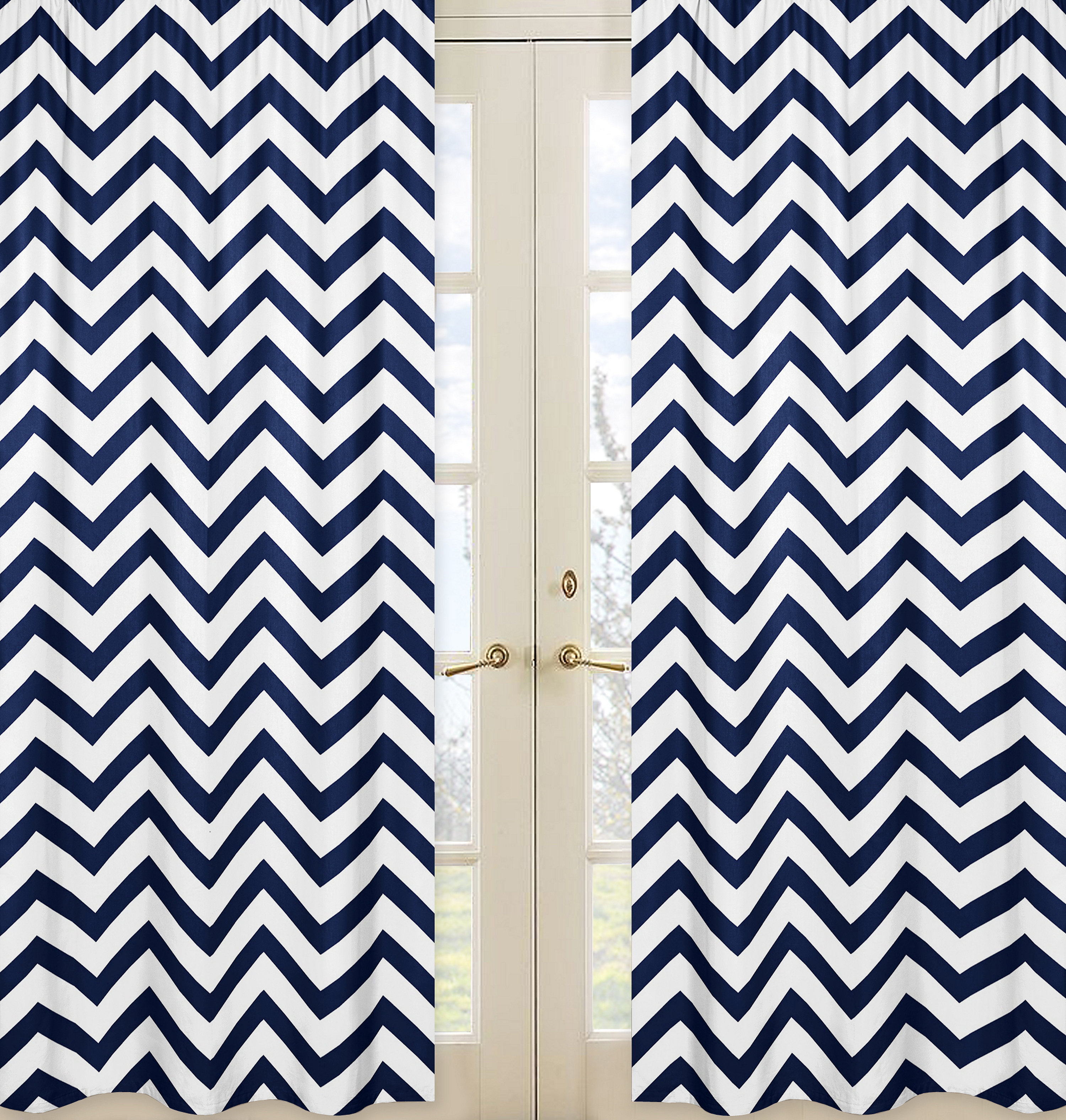 Sweet Jojo Designs Chevron Semi Sheer Rod Pocket Curtain Panels